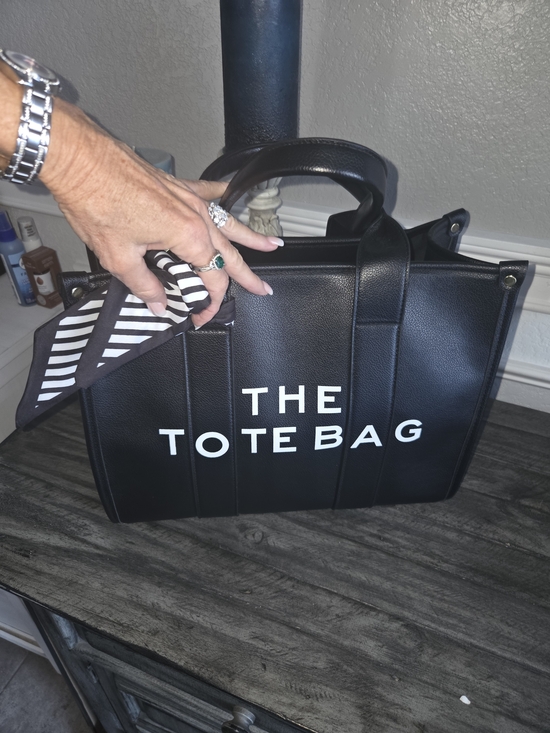 Handbags - Black Faux-Leather Womens Tote Bag